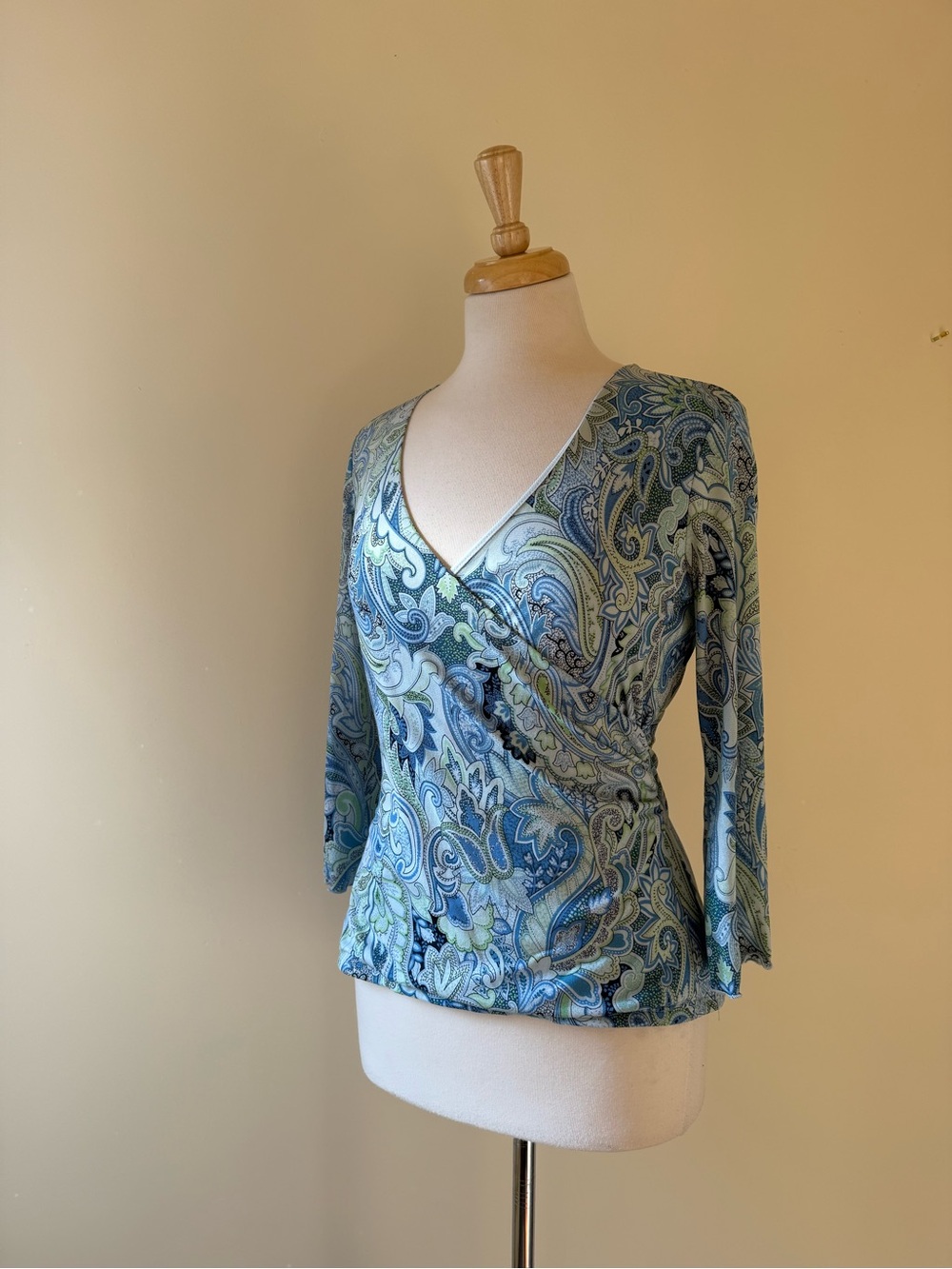 Vintage Geoffrey Beene Sport Paisley Wrap Top Size S Made in USA
